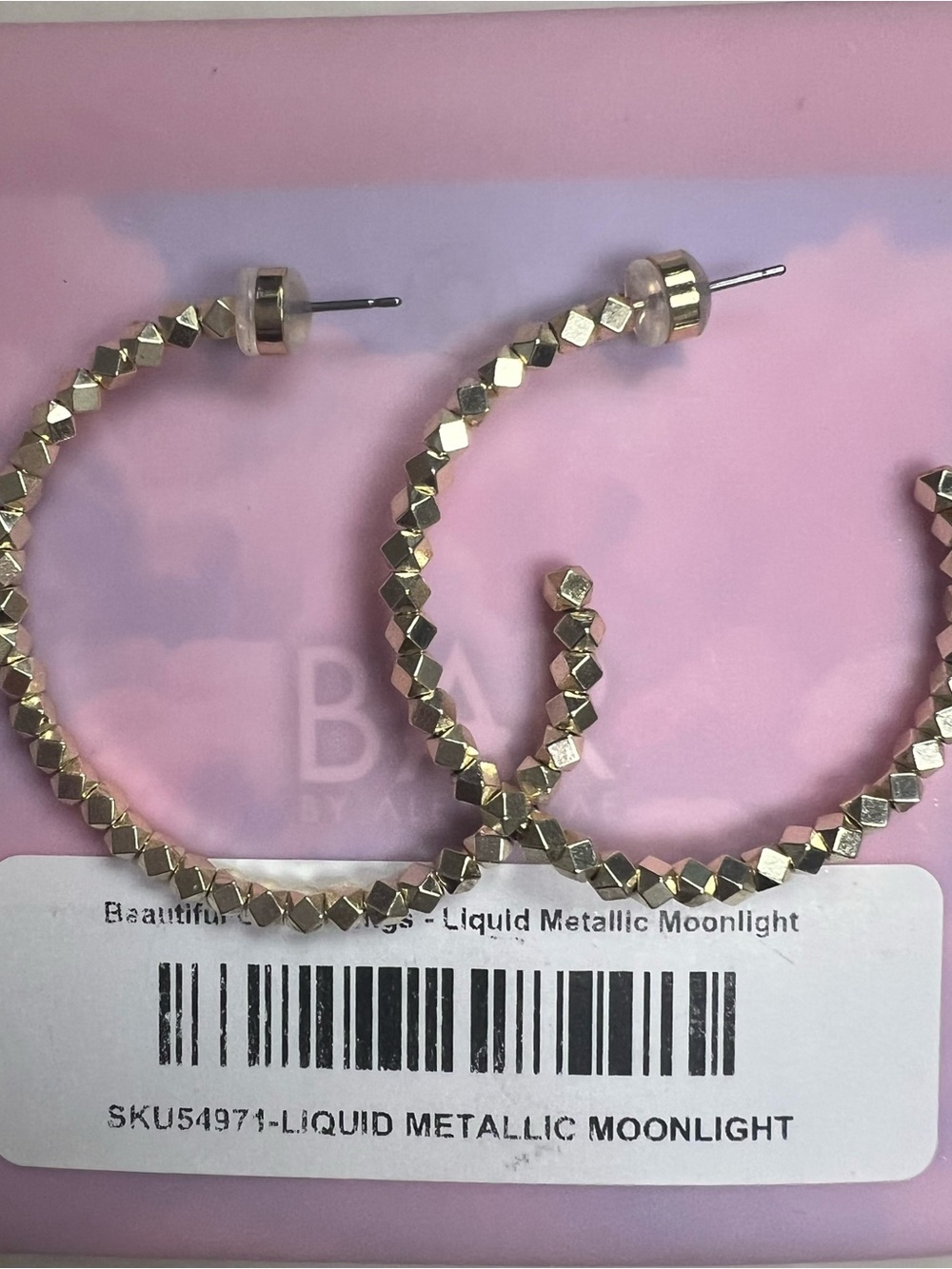 Metallic Gold Faceted Bead Hoop Earrings